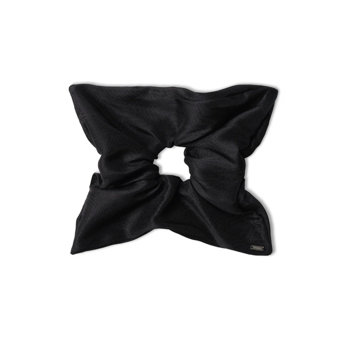 Silk Square Medium Scrunchie〈Black〉
